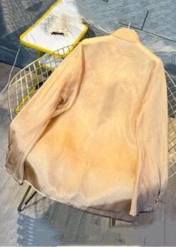 New Khaki Embroidered Button Tulle Blouses Long Sleeve CG1007 -Ada Fashion New Khaki Embroidered Button Tulle Blouses Long Sleeve Ada Fashion 183405024