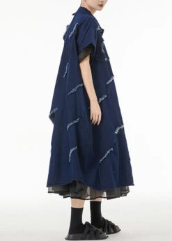 New Navy Peter Pan Collar Button Hole Patchwork Denim Waistcoat Fall LY9350 -Ada Fashion New Navy Peter Pan Collar Button Hole Patchwork Denim Waistcoat Fall4