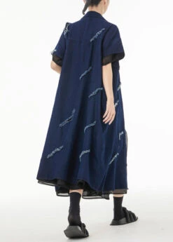 New Navy Peter Pan Collar Button Hole Patchwork Denim Waistcoat Fall LY9350 -Ada Fashion New Navy Peter Pan Collar Button Hole Patchwork Denim Waistcoat Fall5