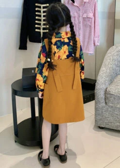 New Orange Peter Pan Collar Print Cotton Girls Two Piece Set FallML0038 -Ada Fashion New Orange Peter Pan Collar Print Cotton Girls Two Piece Set Fall5