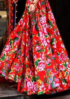 New Red Print Elastic Waist Patchwork Cotton Exra Large Hem Skirts Fall LY9125 -Ada Fashion New Red Print Elastic Waist Patchwork Cotton Exra Large Hem Skirts Fall4 a522a71e 9bee 4699 84ac ee76b045be01