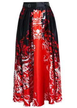 New Red Print Pockets High Waist Silk Skirts Spring AS1051 -Ada Fashion New Red Print Pockets High Waist Silk Skirts Spring5 84b04c9e 6c43 4601 bd0e 9fd42dadc136