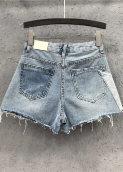 Novelty Blue Asymmetrical Patchwork High Waist Denim Shorts Summer TY1068 -Ada Fashion Novelty Blue Asymmetrical Patchwork High Waist Denim Shorts Summer3