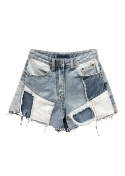 Novelty Blue Asymmetrical Patchwork High Waist Denim Shorts Summer TY1068 -Ada Fashion Novelty Blue Asymmetrical Patchwork High Waist Denim Shorts Summer5