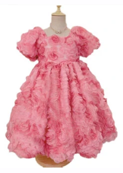 Novelty Pink Square Collar Floral Patchwork Tulle Girls Long Dress Short Sleeve ML0057 -Ada Fashion Novelty Pink Square Collar Floral Patchwork Tulle Girls Long Dress Short Sleeve5 0fd0e08e 4a3d 4242 bd53 d16dd834e5eb