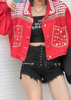 Novelty Red Peter Pan Collar Nail Bead Button Denim Coats Long Sleeve LY6010 -Ada Fashion Novelty Red Peter Pan Collar Nail Bead Button Denim Coats Long Sleeve3 3c506ec1 36ea 45d8 9028 84c834f8e373