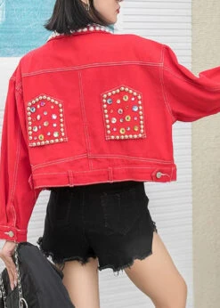 Novelty Red Peter Pan Collar Nail Bead Button Denim Coats Long Sleeve LY6010 -Ada Fashion Novelty Red Peter Pan Collar Nail Bead Button Denim Coats Long Sleeve5 2fa359b1 cb04 42b4 b96a e753378f362b