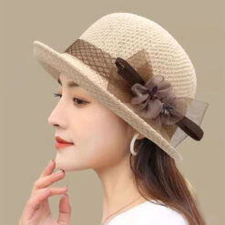 Art Khaki Tulle Floral Floppy Sun Hat LY504