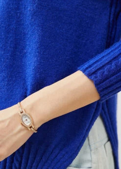 Organic Blue High Neck Side Open Knit Sweater Spring YU1065 -Ada Fashion Organic Blue High Neck Side Open Knit Sweater Spring5