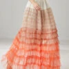 Organic Orange Ruffled Patchwork Tulle Skirts Summer YU1027 -Ada Fashion Organic Orange Ruffled Patchwork Tulle Skirts Summer1
