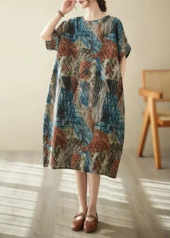 Organic Oversized Tie Dye Cotton Long Dresses Summer LY8655