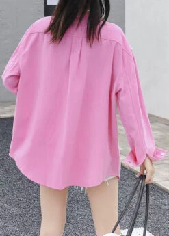 Organic Pink Peter Pan Collar Nail Bead Zircon Patchwork Denim Blouses Long Sleeve LY5239 -Ada Fashion Organic Pink Peter Pan Collar Nail Bead Zircon Patchwork Denim Blouses Long Sleeve5