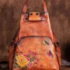 Original Design Brown Cowhide Embossed Backpack Bag HJ1016 -Ada Fashion Original Design Brown Cowhide Embossed Backpack Bag1