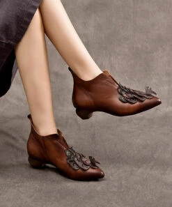 Original Design Ethnic Style Coffee Pointed Chunky Boots ML1723 -Ada Fashion Original Design Ethnic Style Coffee Pointed Chunky Boots2 b64605ac a4db 4f9a 823e ce41ac5fa540