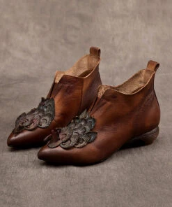 Original Design Ethnic Style Coffee Pointed Chunky Boots ML1723 -Ada Fashion Original Design Ethnic Style Coffee Pointed Chunky Boots4 3e55ffe6 672e 40d8 acbe b4e45b1093b5