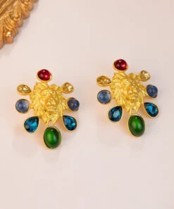 Original Design Gold Inlaid Sterling Silver Overgild Coloured Glaze Stud Earrings GH1028 -Ada Fashion Original Design Gold Inlaid Sterling Silver Overgild Coloured Glaze Stud Earrings3