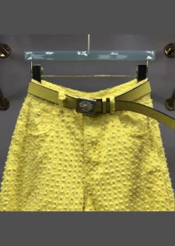 Original Design Yellow Pockets Hollow Out Denim Pants Fall ML0723 -Ada Fashion Original Design Yellow Pockets Hollow Out Denim Pants Fall Ada Fashion 163894989