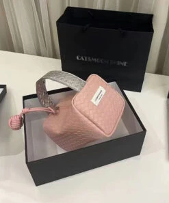 Original Silver Powder Color Matching Woven Pattern Handbag ZX1010 -Ada Fashion Original Silver Powder Color Matching Woven Pattern Handbag4