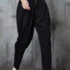 Plus Size Black Elastic Waist Cotton Harem Pants Spring JK1013