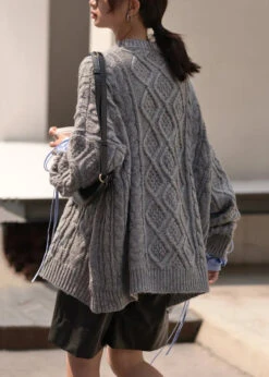 Plus Size Black O Neck DrawstringCotton Knit Sweaters Fall ML3309 -Ada Fashion Plus Size Black O Neck Drawstring Cotton Knit Sweaters Fall Ada Fashion 170459673