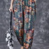 Plus Size Elastic Waist Print Pockets Cotton Pants Summer LY7048 -Ada Fashion Plus Size Elastic Waist Print Pockets Cotton Pants Summer1