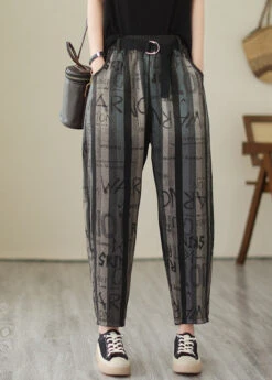 Plus Size Graphic Print Elastic Waist Crop Pants Summer LY4005