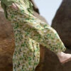 Plus Size Green Print Tie Waist Linen Wide Leg Pants Summer LY4648 -Ada Fashion Plus Size Green Print Tie Waist Linen Wide Leg Pants Summer1