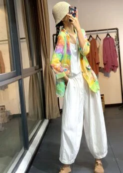 Plus Size Rainbow Tie Dye Linen UPF 50+ Coat Jacket Summer LY7233 -Ada Fashion Plus Size Rainbow Tie Dye Linen UPF 50 Coat Jacket Summer3