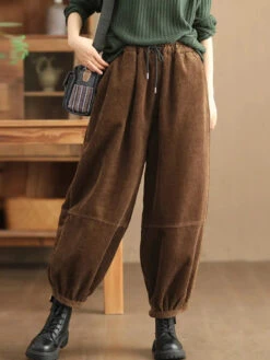 Women Solid Loose Fleece-lined Pants -Ada Fashion Plus Size Women Casual Solid Loose Fleece lined Pants Ada Fashion 178163697