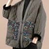 Women Spliced Pocket V-Neck Coat