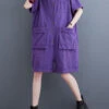 Purple Patchwork Denim Shorts Jumpsuits Peter Pan Collar Summer LY5632 -Ada Fashion Purple Patchwork Denim Shorts Jumpsuits Peter Pan Collar Summer1
