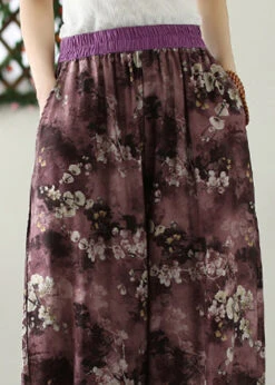 Purple Print Pockets Crop Beach Pants Summer LY7552 -Ada Fashion Purple Print Pockets Crop Beach Pants Summer4 e7c59fc3 1adf 4dfe 9011 85e36e653d3e