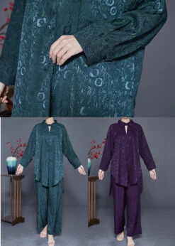 Purple Silk Two Piece Set Peter Pan Collar Low High Design Spring LY3623 -Ada Fashion Purple Silk Two Piece Set Peter Pan Collar Low High Design Spring5