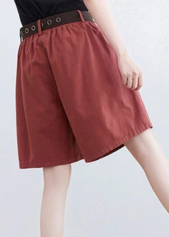 Red Pockets Elastic Waist Wide Leg Shorts LY6029 -Ada Fashion Red Pockets Elastic Waist Wide Leg Shorts4 a242c862 acdf 46a1 97ae 8b6a625d1c2c