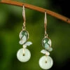 Regular Green Sterling Silver Coloured Glaze Floral Drop Earring LY2040