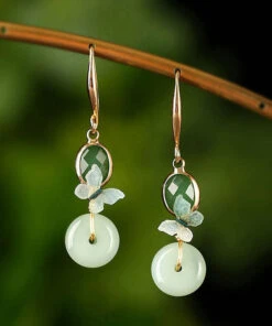 Regular Green Sterling Silver Coloured Glaze Floral Drop Earring LY2040