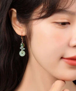 Regular Green Sterling Silver Coloured Glaze Floral Drop Earring LY2040 -Ada Fashion Regular Green Sterling Silver Coloured Glaze Floral Drop Earring3