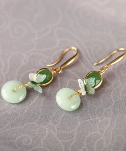 Regular Green Sterling Silver Coloured Glaze Floral Drop Earring LY2040 -Ada Fashion Regular Green Sterling Silver Coloured Glaze Floral Drop Earring4