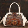 Retro Apricot Colored Cowhide Handmade Carved Handbag HJ1004 -Ada Fashion Retro Apricot Colored Cowhide Handmade Carved Handbag1