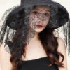Retro Black Lace Patchwork Straw Woven Floppy Sun Hat LC0471 -Ada Fashion Retro Black Lace Patchwork Straw Woven Floppy Sun Hat1