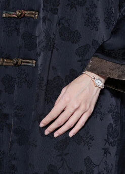 Retro Black Notched Patchwork Chinese Button Silk Trench Coats Spring LY5391 -Ada Fashion Retro Black Notched Patchwork Chinese Button Silk Trench Coats Spring5