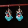 Retro Blue Copper Cloisonne Jade Bee Drop Earrings LY2281 -Ada Fashion Retro Blue Copper Cloisonne Jade Bee Drop Earrings1