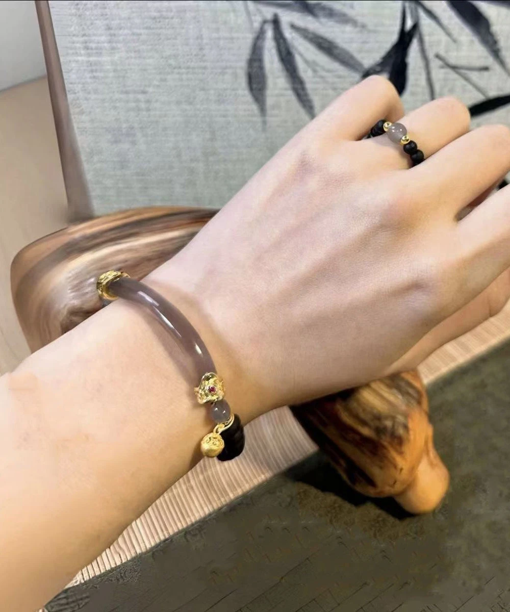 Retro Brown Beading Patchwork Jade Charm Bracelet GH1057 4 Retro Brown Beading Patchwork Jade Charm Bracelet GH1057 - Image 2