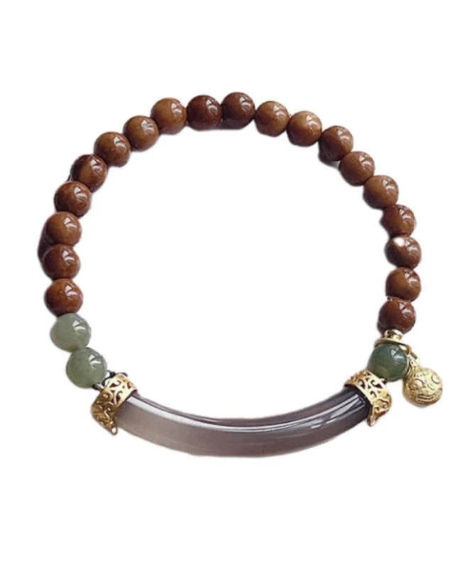 Retro Brown Beading Patchwork Jade Charm Bracelet GH1057 7 Retro Brown Beading Patchwork Jade Charm Bracelet GH1057 - Image 5