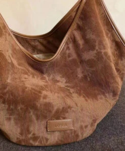Retro Brown Large Capacity Corduroy Satchel Handbag ML2277 -Ada Fashion Retro Brown Large Capacity Corduroy Satchel Handbag4