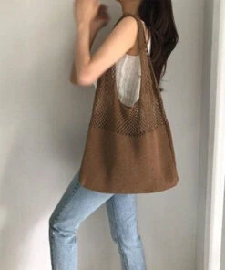 Retro Coffee Hollow Out Cotton Satchel Bag Handbag LY1380 -Ada Fashion Retro Coffee Hollow Out Cotton Satchel Bag Handbag3