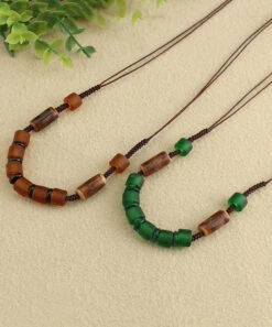 Retro Green Hand Woven Coloured Glaze Gratuated Bead Necklace KX1014 -Ada Fashion Retro Green Hand Woven Coloured Glaze Gratuated Bead Necklace5