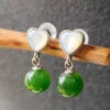 Sterling Silver Inlaid Love Shell JadeDrop Earrings