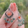 Retro Jade Tassel Hollow Out Silver Drop Earrings LY9177 -Ada Fashion Retro Jade Tassel Hollow Out Silver Drop Earrings1