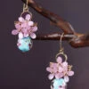 Retro Light Purple 24K Gold Coloured Glaze Synthetic Flower Drop Earrings LY2205 -Ada Fashion Retro Light Purple 24K Gold Coloured Glaze Synthetic Flower Drop Earrings1